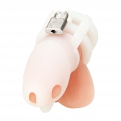 Белая клетка для пениса Silicone Small 2 in Cock Cage With Ball Divider - BlueLine - купить с доставкой в Смоленске