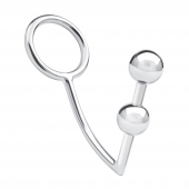 Кольцо на пенис с анальным стимулятором Two Bead Stainless Steel Anal Hook   Cock Ring - BlueLine - в Смоленске купить с доставкой