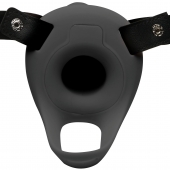 Черный полый страпон с вибрацией 2’’ Erection 28X Smooth Vibrating Silicone Penis Sheath - XR Brands - купить с доставкой в Смоленске