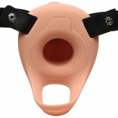Телесный полый страпон 2  Erection 28X Smooth Vibrating Silicone Penis Sheath - 16 см. - XR Brands - купить с доставкой в Смоленске