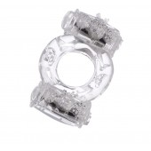 Прозрачное виброкольцо с двумя вибропульками - Toyfa Basic - в Смоленске купить с доставкой