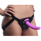 Лиловый поясной страпон Navigator Silicone G-Spot Dildo with Harness - 17,8 см. - XR Brands - купить с доставкой в Смоленске
