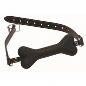 Черный кляп в форме косточки Hound Adjustable Dog Bone Gag - XR Brands - купить с доставкой в Смоленске
