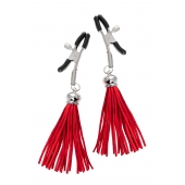 Зажимы на соски «Прищепки» с красными кисточками из замши - Pecado - купить с доставкой в Смоленске