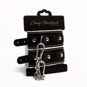 Черные скругленные наручники с мягкой бежевой подкладкой - Crazy Handmade - купить с доставкой в Смоленске