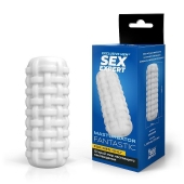 Белый стимулятор с наружным рельефом в виде рогожки - Sex Expert - в Смоленске купить с доставкой