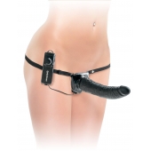 Черный страпон с вагинальной пробкой Deluxe Vibrating Penetrix Strap-On - 19 см. - Pipedream - купить с доставкой в Смоленске