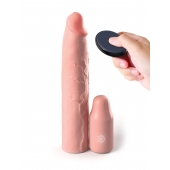 Телесная вибронасадка на член 3  Vibrating Mega X-tension with Remote - 22,9 см. - Pipedream - в Смоленске купить с доставкой