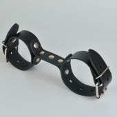 Черные кожаные наручники-фиксатор - Sitabella - купить с доставкой в Смоленске