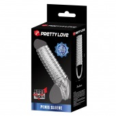 Прозрачная насадка на пенис с ребрышками и подхватом мошонки - Baile - в Смоленске купить с доставкой