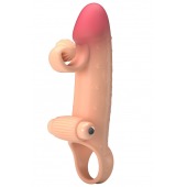 Телесная вибронасадка на пенис с подхватом мошонки - 20 см. - Baile - в Смоленске купить с доставкой
