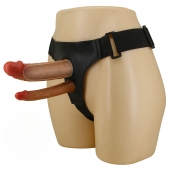 Темно-бежевый фаллопротез для двойного проникновения - 17,5 см. - Baile - купить с доставкой в Смоленске