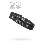 Черный чокер-ошейник со связанными кольцами на подложке - Pecado - купить с доставкой в Смоленске