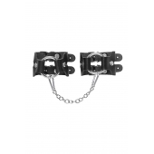 Черные кожаные наручники-браслеты из двух ремешков - Pecado - купить с доставкой в Смоленске