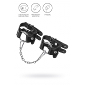 Черные кожаные наручники-браслеты из двух ремешков - Pecado - купить с доставкой в Смоленске