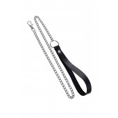 Поводок с ручкой из черной натуральной кожи и карабином для ошейника - Pecado - купить с доставкой в Смоленске