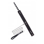 Кожаный двухслойный ошейник с красной строчкой и поводком - Pecado - купить с доставкой в Смоленске