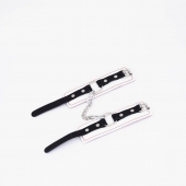 Бело-красные кожаные наручники - Crazy Handmade - купить с доставкой в Смоленске