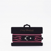 Черно-розовый кожаный ошейник с розовой строчкой - Crazy Handmade - купить с доставкой в Смоленске