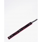 Черно-розовый кожаный ошейник с розовой строчкой - Crazy Handmade - купить с доставкой в Смоленске