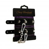 Черно-фиолетовые скругленные наручники с мягкой подкладкой - Crazy Handmade - купить с доставкой в Смоленске