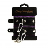 Черно-фиолетовые скругленные наручники с мягкой подкладкой - Crazy Handmade - купить с доставкой в Смоленске