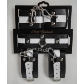 Набор фиксаторов из черной и белой натуральной кожи - Crazy Handmade - купить с доставкой в Смоленске