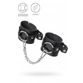 Черные наручники из толстой натуральной кожи с люверсами - Pecado - купить с доставкой в Смоленске