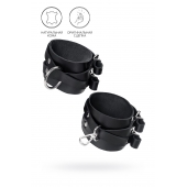 Черные кожаные оковы с двумя перекрёстными ремешками - Pecado - купить с доставкой в Смоленске