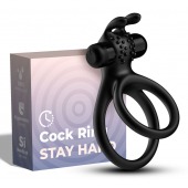 Черное эрекционное виброкольцо с подхватом мошонки Stay Hard - Boys of Toys - в Смоленске купить с доставкой