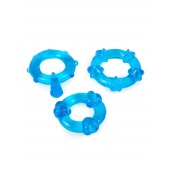 Набор из 3 синих эрекционных колец с различным рельефом - Erowoman-Eroman - в Смоленске купить с доставкой