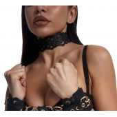 Черный ажурный чокер с золотистой фурнитурой - Crazy Handmade - купить с доставкой в Смоленске