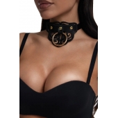 Черный чокер с клепками и золотистой фурнитурой - Crazy Handmade - купить с доставкой в Смоленске