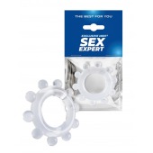 Прозрачное эрекционное кольцо со стимулирующими шариками - Sex Expert - в Смоленске купить с доставкой