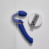 Синий безремневой страпон Multi Orgasm Bendable Strap-On size XL с клиторальной стимуляцией - Strap-on-me - купить с доставкой в Смоленске