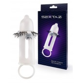 Эластичная насадка на пенис с подхватом мошонки и стимулирующими «ресничками» - Sextaz - в Смоленске купить с доставкой