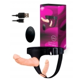 Женский страпон с 2 насадками, вибрацией и пультом ДУ - Erowoman-Eroman - купить с доставкой в Смоленске