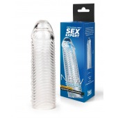 Прозрачная закрытая насадка на пенис с ребрышками - 16 см. - Sex Expert - в Смоленске купить с доставкой