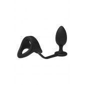 Черное эрекционное кольцо с анальной пробкой Cockstrap With Anal Plug - Dream Toys - в Смоленске купить с доставкой