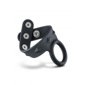 Черное эрекционное кольцо с подхватом мошонки на кнопках VS6 - Blush Novelties - в Смоленске купить с доставкой