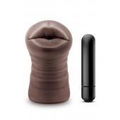 Коричневый мастурбатор-ротик Krystal Vibrating Masturbator - Blush Novelties - в Смоленске купить с доставкой