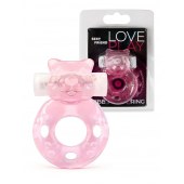 Розовое эрекционное виброкольцо в форме мишки - 1137 - в Смоленске купить с доставкой