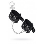 Черные оковы из толстой кожи с люверсами - Pecado - купить с доставкой в Смоленске