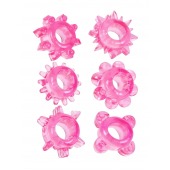 Набор из 6 розовых эрекционных колец с различным рельефом - Erowoman-Eroman - в Смоленске купить с доставкой