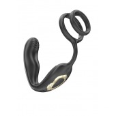 Черная анальная пробка с вращением и эрекционными кольцами - Ibiza - в Смоленске купить с доставкой