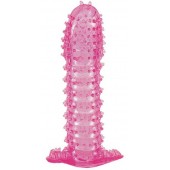 Гелевая розовая насадка с шипами - 12 см. - Toyfa Basic - в Смоленске купить с доставкой