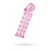 Гелевая розовая насадка на фаллос с шипами - 12 см. - Toyfa Basic - в Смоленске купить с доставкой