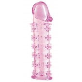 Гелевая розовая насадка на фаллос с шипами - 12 см. - Toyfa Basic - в Смоленске купить с доставкой