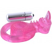 Розовая вибронасадка со стимулятор клитора   Язычок - Toyfa Basic - в Смоленске купить с доставкой