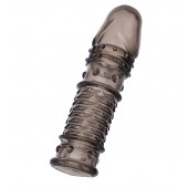 Дымчатая закрытая насадка ToyFa XLover с чешуйками и пупырышками - 13,5 см. - ToyFa - в Смоленске купить с доставкой